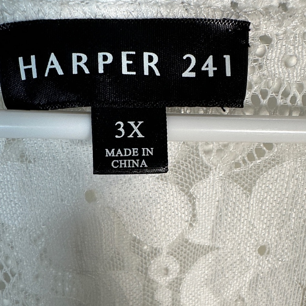 Harper 241 White Floral Lace Cardigan Cover Up Boho Plus Size 3X Chic - Picture 2 of 10